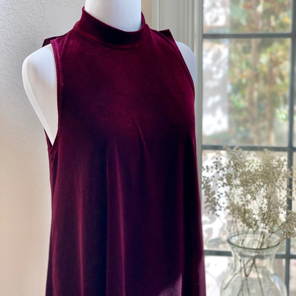 One clothing Wine velvet sleeve less dress